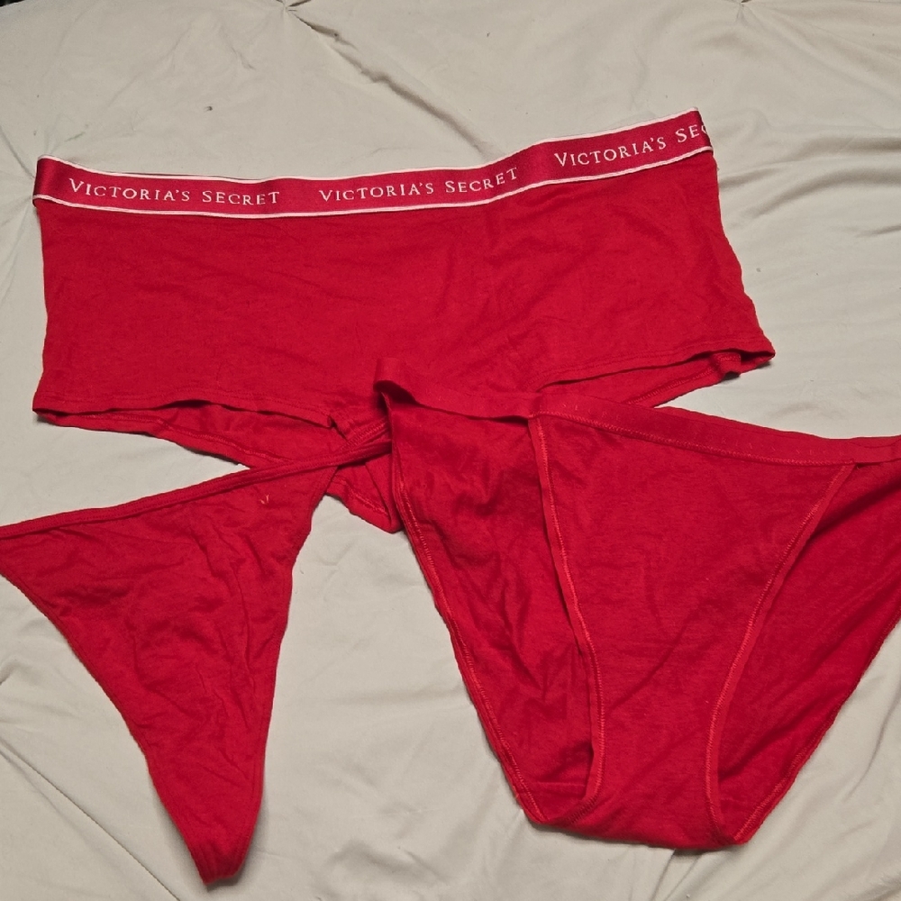 Victoria's Secret Red Bikini & Thong Set with Logo Waistband